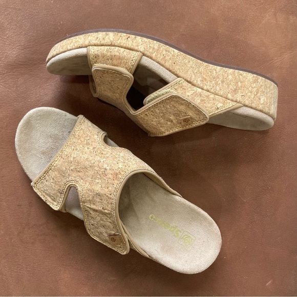 Spenco | Karla Cork Adjustable Platform Wedge Heel Sandal - Picture 1 of 8